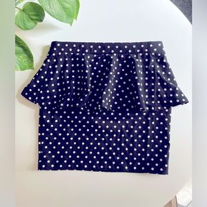 H&M Black & White Polka Dot Ruffle Pencil Skirt Women’s Mini Skirt Size M